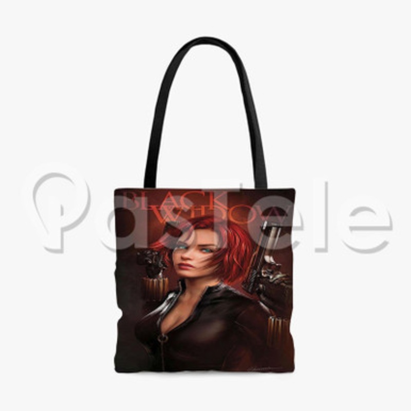 Black Widow 2 Custom Personalized Tote Polyester Cotton Bags Unisex