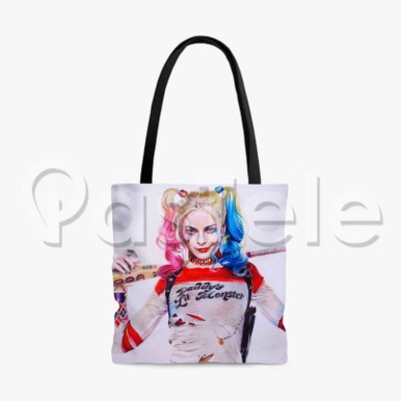 harley quinn 2 Custom Personalized Tote Polyester Cotton Bags Unisex