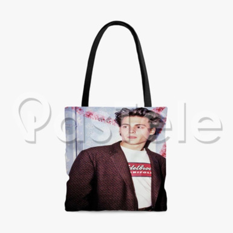 Young Johnny Depp Custom Personalized Tote Bag Polyester Cotton Bags Unisex