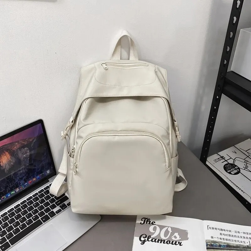 14 Inch Solid Color Large Capacity Ladies Backpack Casual Schoolbag – Casual Bag and Backpack price