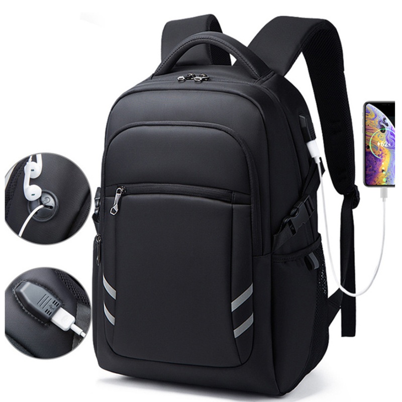 Wholesale Custom Waterproof Oxford College School Bags USB Charging Port 15.6 Travel Laptop Backpack with Reflective Strips Key Chain – School Bags and School Backpack price