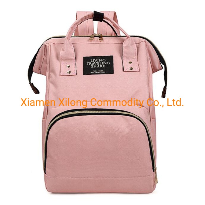 Wholesale Large Capacity Fashion Tote Waterproof Oxford Diaper Backpack Multi-Function Mommy Bag Baby Diaper Hiking Backpack Light Pink – Outdoor Backpack and Kid Backpack price