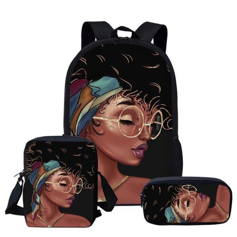 Back to School Backpack Kids Bag African American Black Art Girls Schoolbag Mochila 3PCS Set School Bags for Girls – School Bag and Backpack price