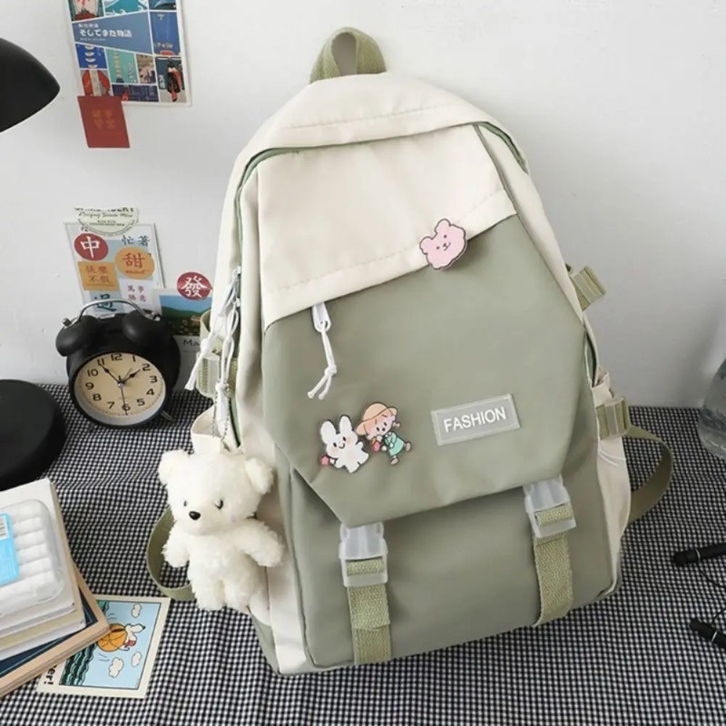 Backpack for School Middle Student Travel White Backpack Teens Girls Bear Pin Book Bags – School Backpack and School Bag price