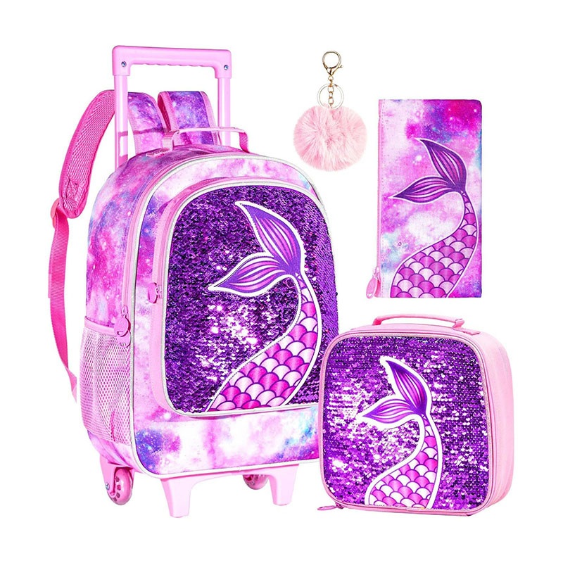 Rolling Backpack for Girls, Roller Wheels Kids Bookbag Wheeled Suitcase Elementary Sequin School Backpack – Rolling Backpack for Girls and Roller Wheels Kids Backpack price