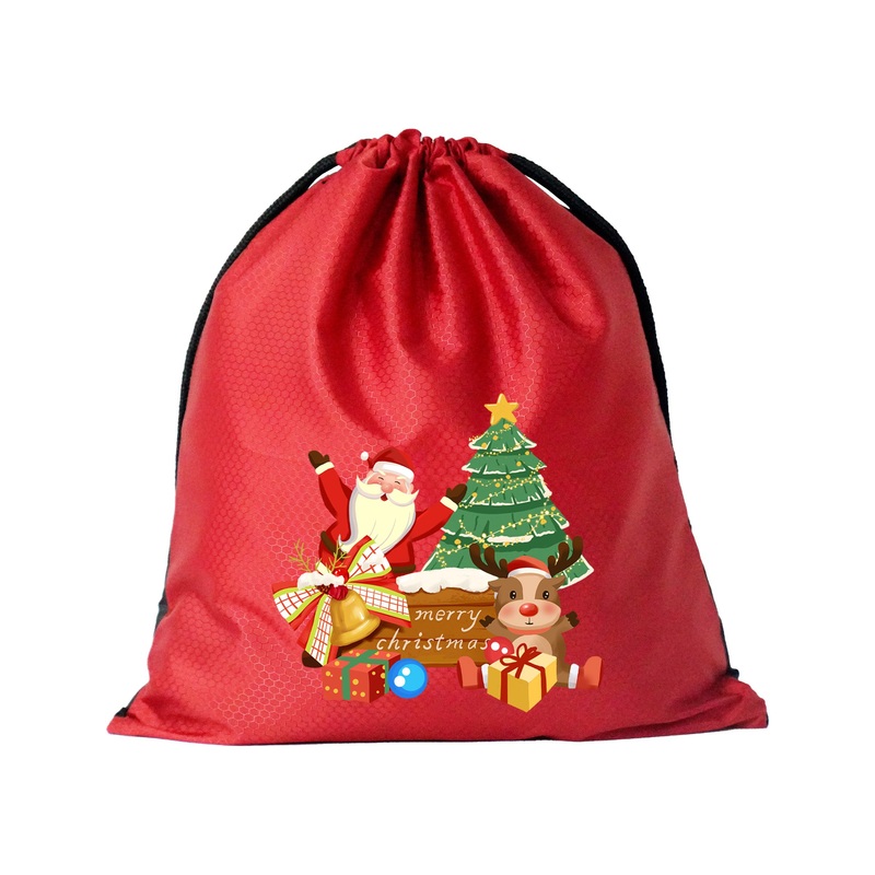 Festive Custom Logo Waterproof Drawstring Christmas Gift Bag with Santa Claus Print Custom Logo Christmas Bags – Friendly Christmas Drawstring Bags and Polyester Fiber Drawstring Bag price