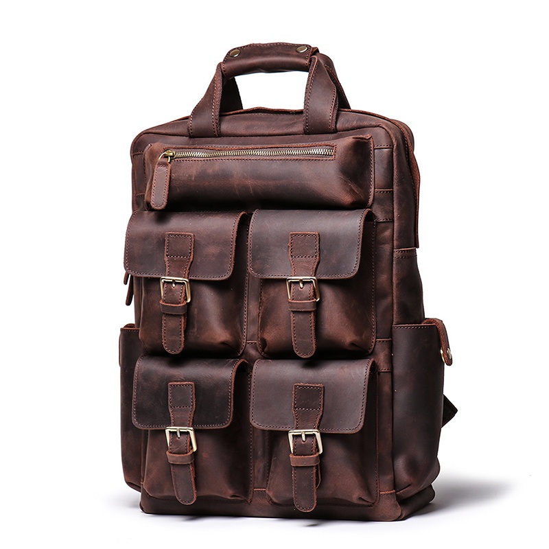 Wholesale Price Good Quality Large Capacity Crazy Horse Leather Laptop Bag Leather Backpack for Men – Backpack Men and Leather Backpack price