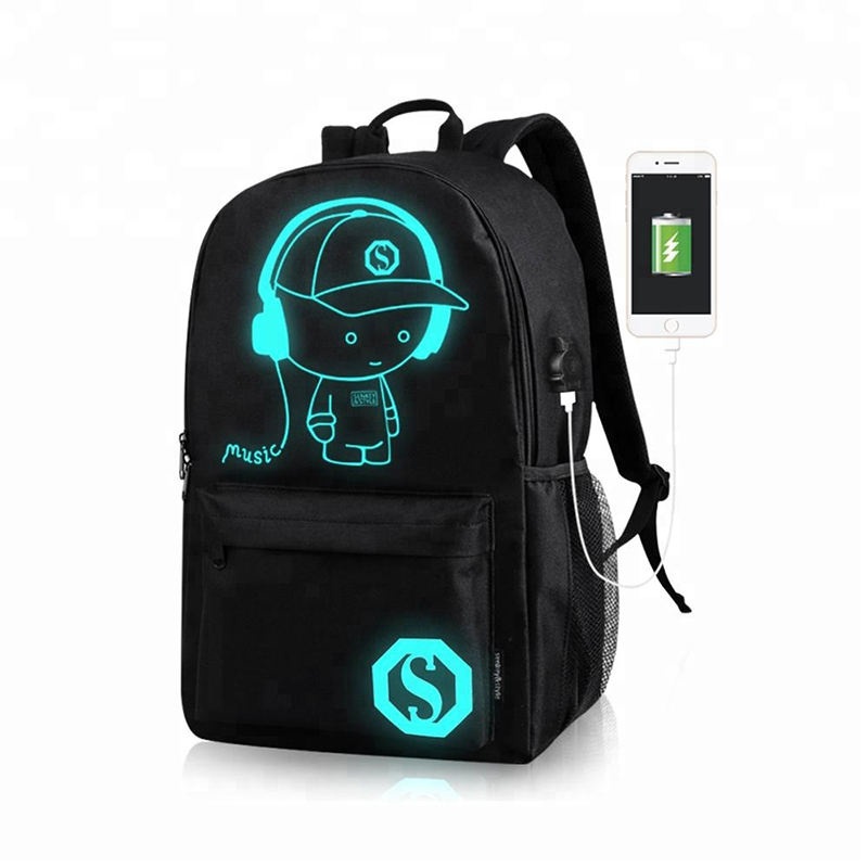 Backpacks Luminous Waterproof USB Charger Smart Teen College School Luminous Laptop Backpack – Backpack and School Bag price