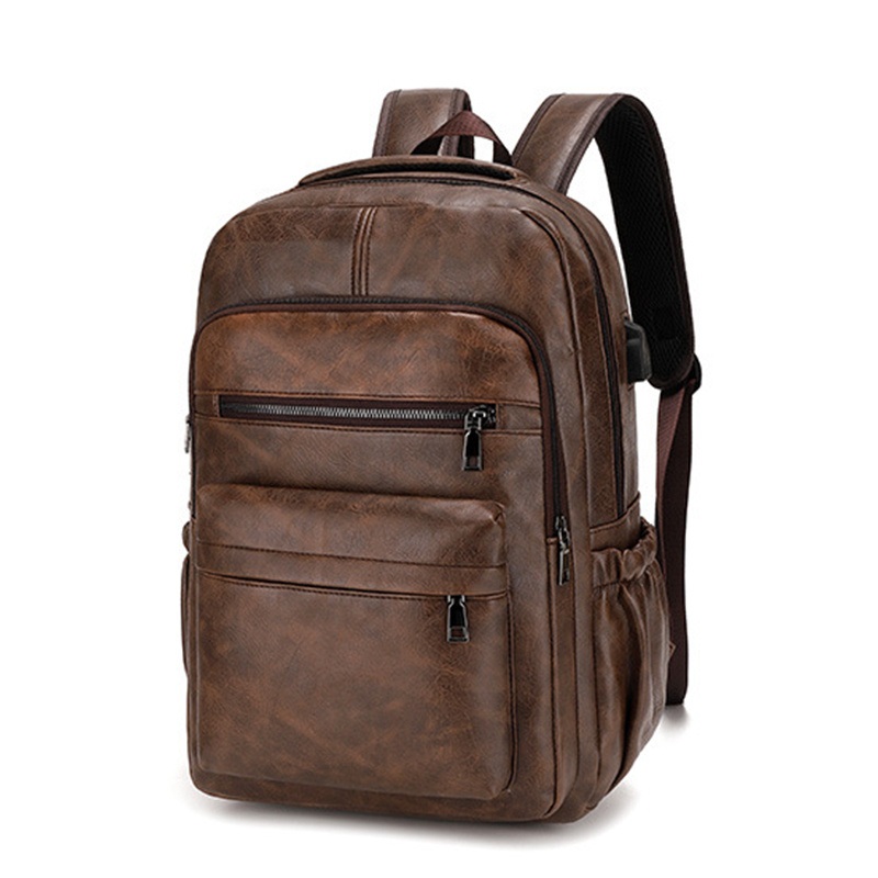 Fuliya College Student Mens Laptop Backpack with USB Port Customized PU Leather Waterproof Backpack – Backpack and PU Backpack price