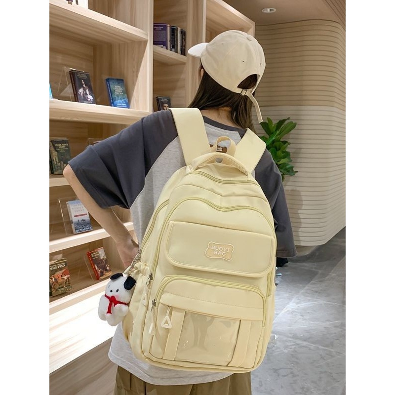 Japanese Style Fresh Solid Color Junior High School Student Backpack Instagram Style Large Capacity Womens Backpack – Student Backpack and Backpack price