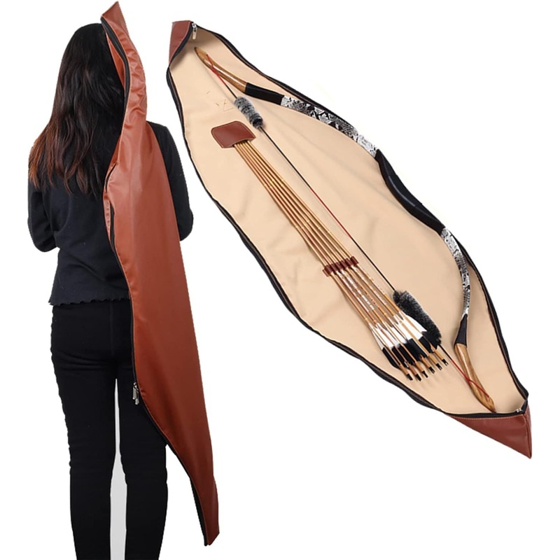Archery Longbow Case 60 Inch Traditional Long Bow Recurve Bow Case Leather a Piece Bow Carrying Bag for Outdoor Shooting Hunting – Backpack and Travel Bag price