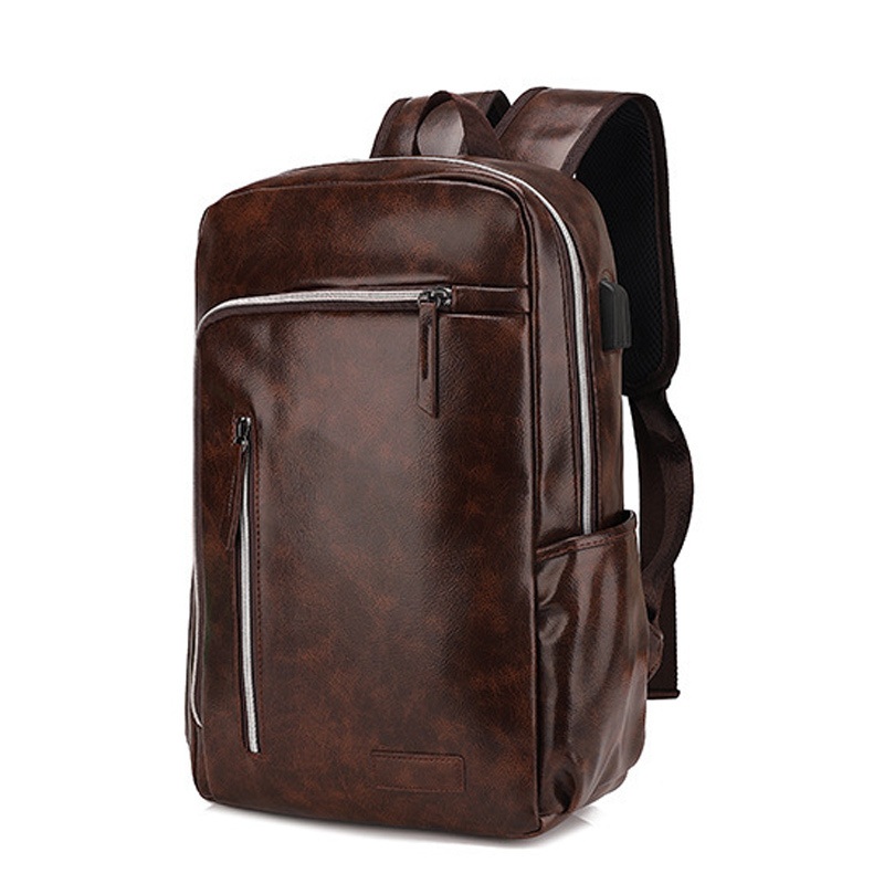Customized Casual Student Laptop Backpacks USB Port Outdoor Travel PU Leather Man Backpack – Backpack and Laptop Backpack price