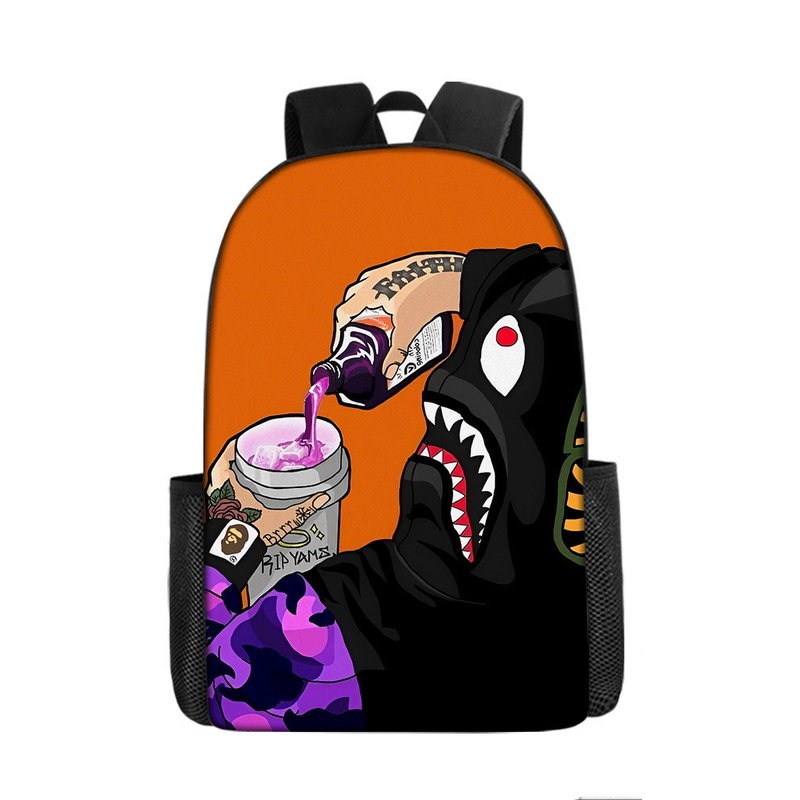 New Product Schoolbag Pupils Casual Cartoon Shark Print Personality Pattern Kids Steenager School Backpack – School Backpack Bag and Student Backpack Bag price