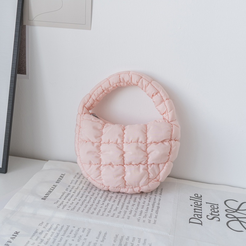 Ruffled Cloud Purse Checkered Down Cotton Padded Hand-Held Bag Latest Leisure Trendy Mini Carryall – Bag Backpack and Laptop Backpack price