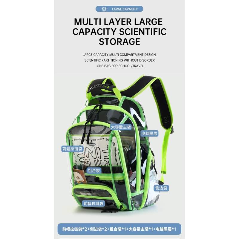 Heavy Duty Transparent PVC Student Backpack Unisex Comfortable Durable Zipper Waterproof – Backpack and Backpack Bag price