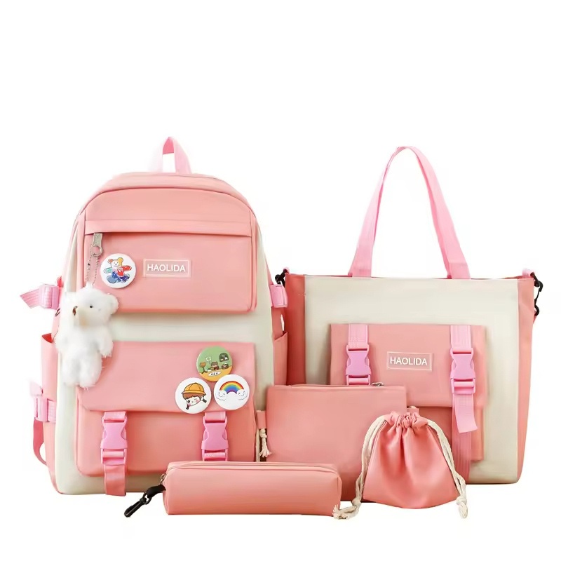 Large Capacity Korean Canvas Backpack 2025 New Bag Set for Women College Student Use with Stylish Design – Backpack Set and Bag Set price