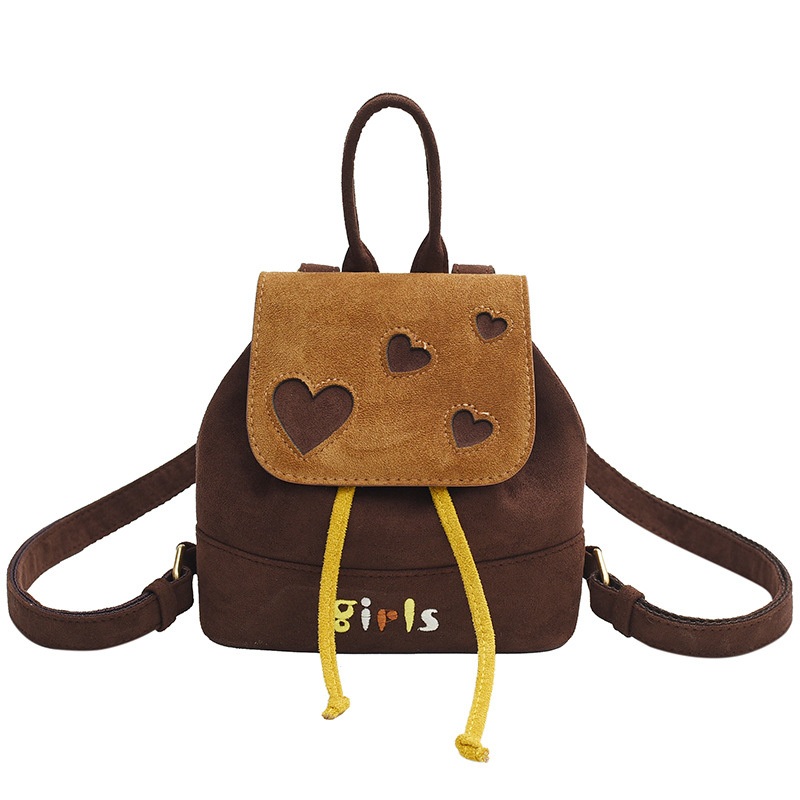 New Fashion Ladies Microsuede Fashion Small Cute School Bag Contrast Color Tide Alphabet Embroidery Love Flap Woman Backpack – Backpack and Bag price