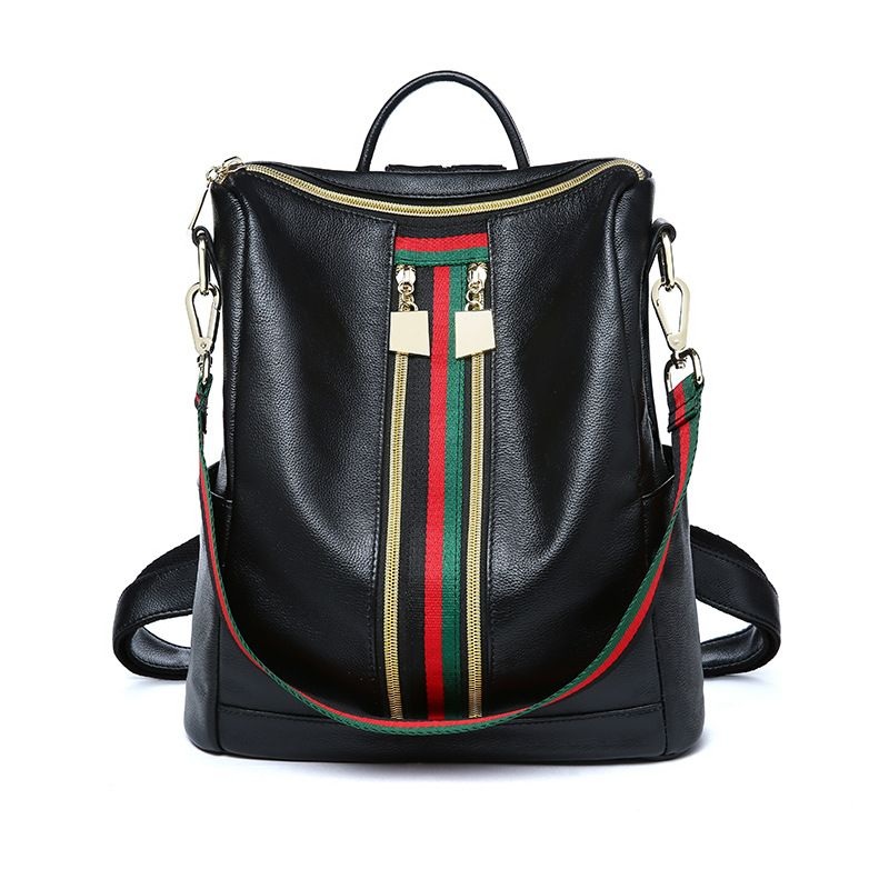 Backpack Womens New Leather Schoolbag Large-Capacity Backpack Wild Fashion Big Bag Tide – Backpack Bag and Ladies Backpacks price