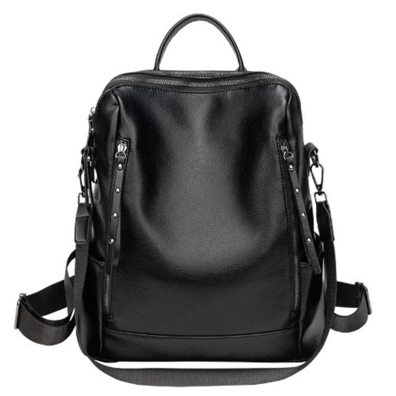 Leather Bag Bolsa De Cuero Bolsa De Mano New Retro Large Capacity Soft PU Leather Feeling Leisure Outdoor Double Zipper Pocket Travel Ladies Backpack – Ladies Backpack and Leather Bag price