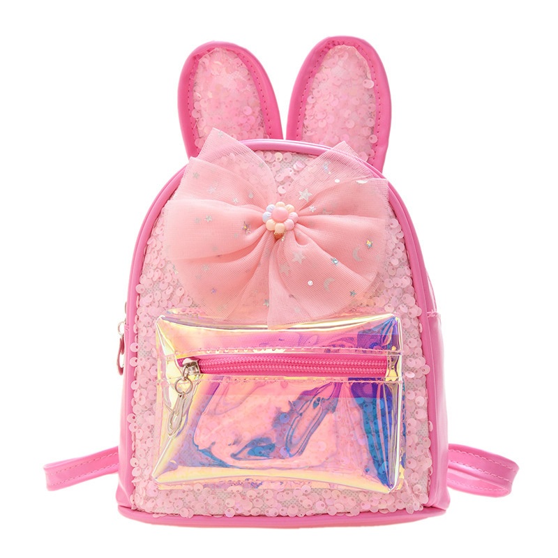 New Little Girl Cute Rabbit Ears Princess Sequined Schoolbag – Kids School Bag and Student Backpack price