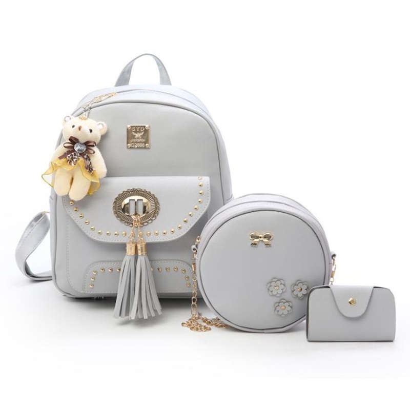 Top Quality PU Backpacks Korean Bags Fashion PU Leather Backpack Set 3 PCS in 1 for Girls Backpack Bag School – Backpack Bag and Ladies Backpacks price