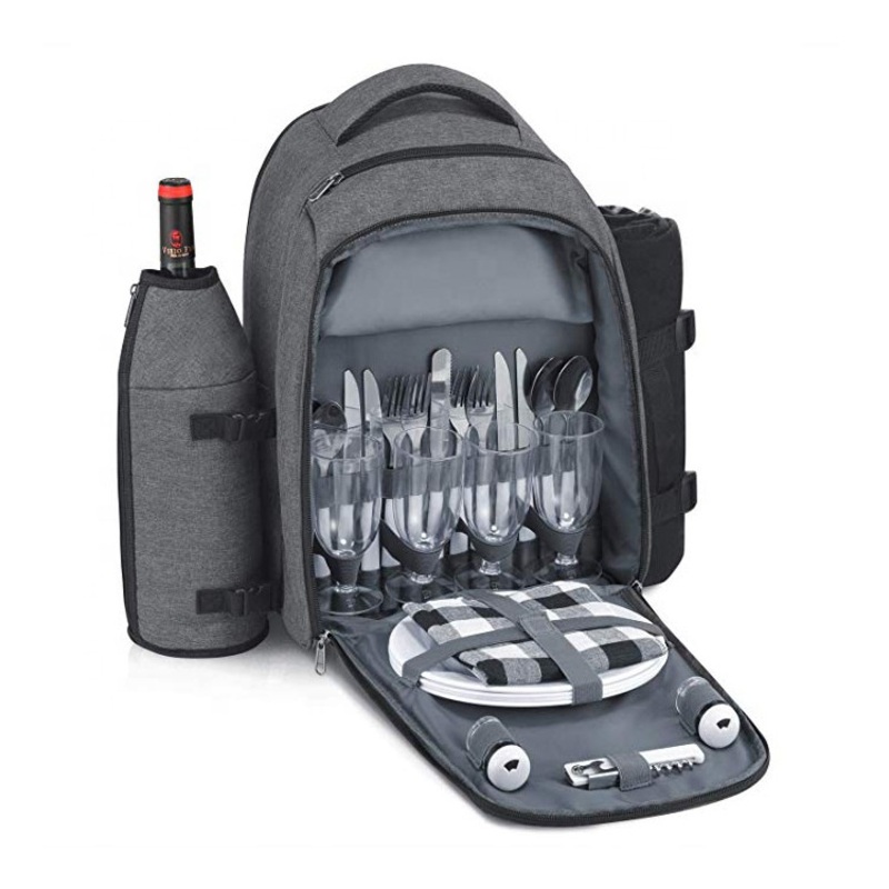 Amazon Hot Sells Waterproof 4 Person Camping Bag with Wine Bag and Accessories, Blanket Picnic Bag Set – Backpack and Lunch Bag price
