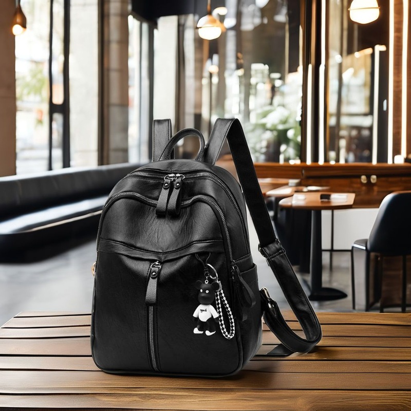 Casual Womens Backpack Ladies Zipper PU Leather Bagpack Student Backpack – Casual Womens Backpack and Girls PU Leather Backpack price