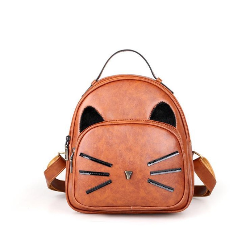 Fashion Customized PU Leather Backpack Waterproof Cat Shape Student School Bag Casual Notebook Bag Travel Backpack for Girls – Backpack Bag and Ladies Backpacks price