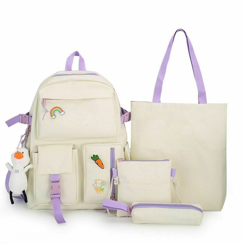 Canvas Schoolbag 4 PCS Sets Teenage Bag Backpack Bag – Schoolbag and Teenage Backpack price