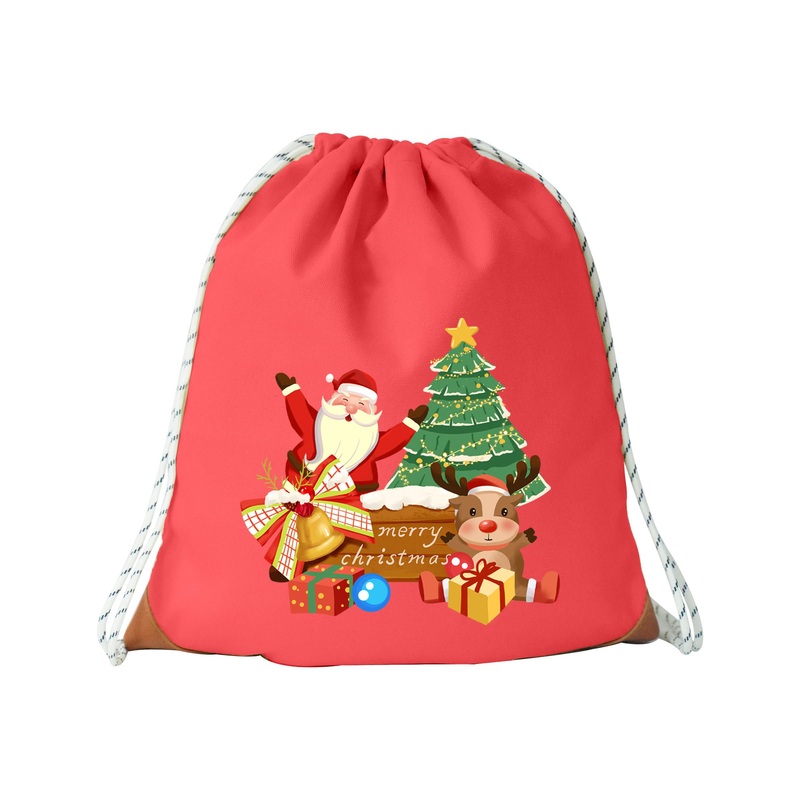 Premium Eco-Friendly Custom Logo Christmas Gift Drawstring Bag Large Capacity Cotton Canvas Bag Sustainable Holiday Packaging – Drawstring Bag and Sports Bag price
