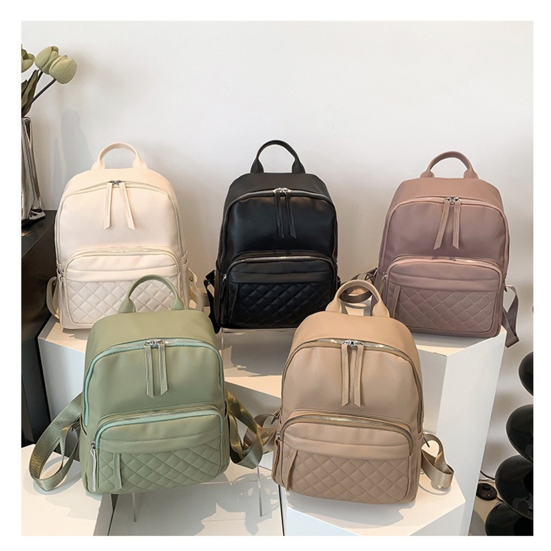 Custom PU Leather Bag Embroidery Line Special Design School Bag Leisure Shoulder Backpack Wholesale Large Capacity Backpack – Bolsa De Cuero and Square Backpack price