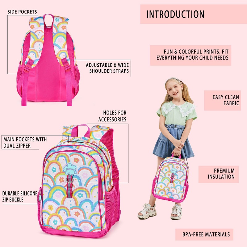 Factory Customized Rainbow Childrens Backpack Elementary School Girl 3 Piece Set Backpack – Computer Backpack and Three Piece Backpack price