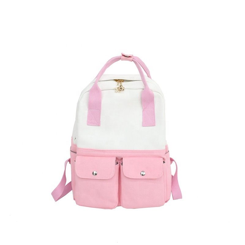 Fashion Korea Design Canvas Hit Color Portable Travel Backpack Handbag Casual School Backpack with Small Pocket – Backpack Bag and Ladies Backpacks price