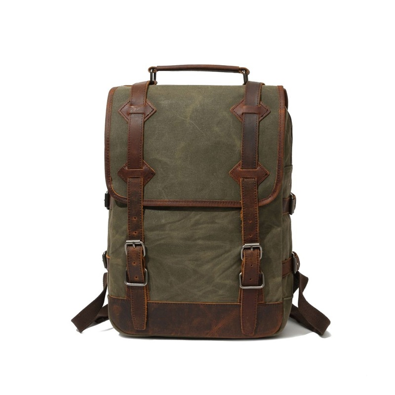 Manufacturer Vintage Waxed Canvas Rucksack Retro Genuine Leather Sport Laptop Backpack (RS16990) – Rucksack and Handbag price