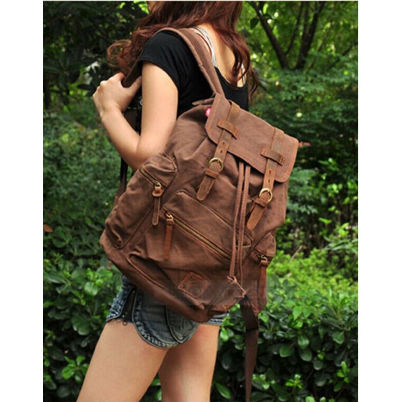 Fashion Men Women College School Bags Rucksack Mochila Vintage Drawstring Laptop Travel Canvas Bag – Canvas Rucksack and Vintage Canvas Backpack price