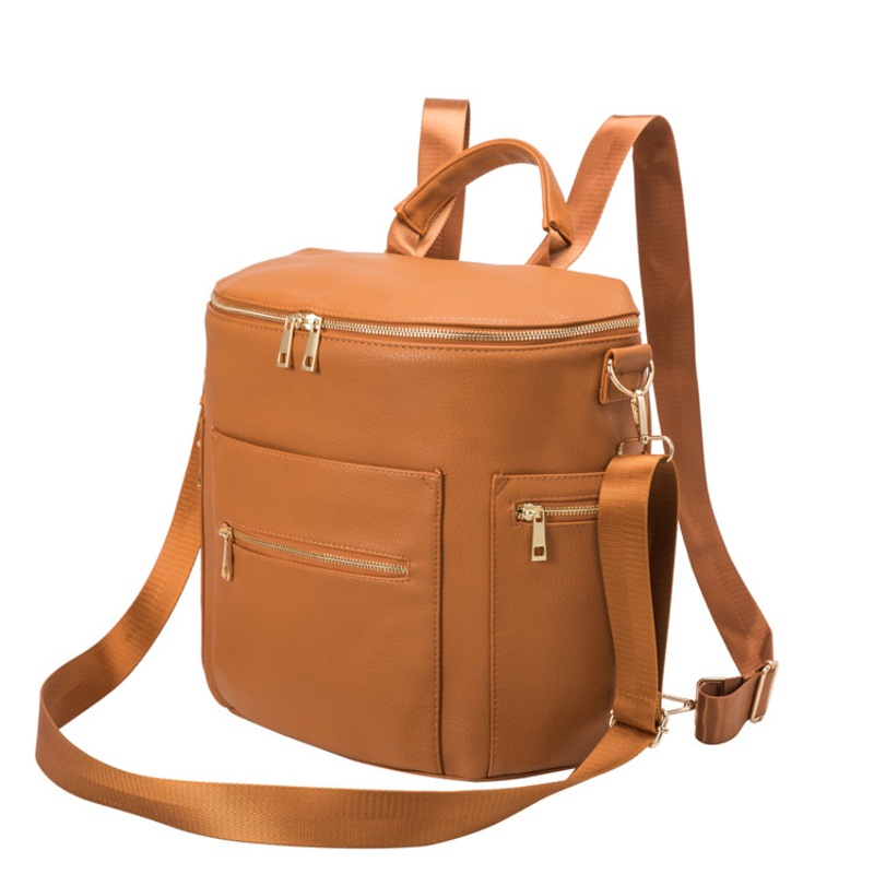 Leisure PU Leather Bag Waterproof Nappy Bag Fashion Mother Baby Double Shoulder Bag Multi-Zipper Large Capacity Woman Designer Brand Customized Backpack – Bolsa De Cuero and Leather Bag price