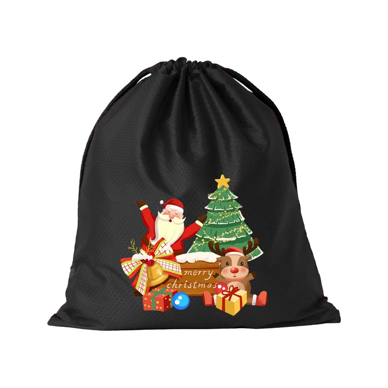 Santa Drawstring Bag Festive Christmas Decoration Bag Joyful Prints Drawstring Closure Ideal for Gift Wrapping Carrying – Drawstring Bag and Christmas Bag price