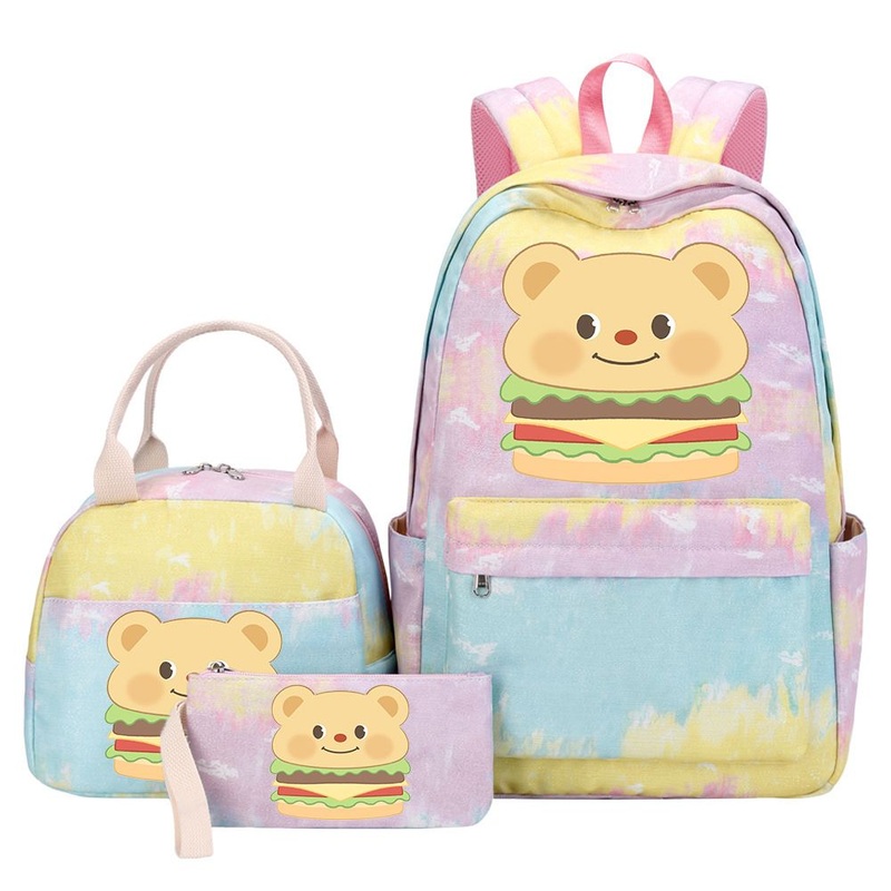 Butter Bear Student Childrens Backpack Handbag Bento Bag Pencil Case 3-Piece Set – Computer Backpack and Three Piece Backpack price