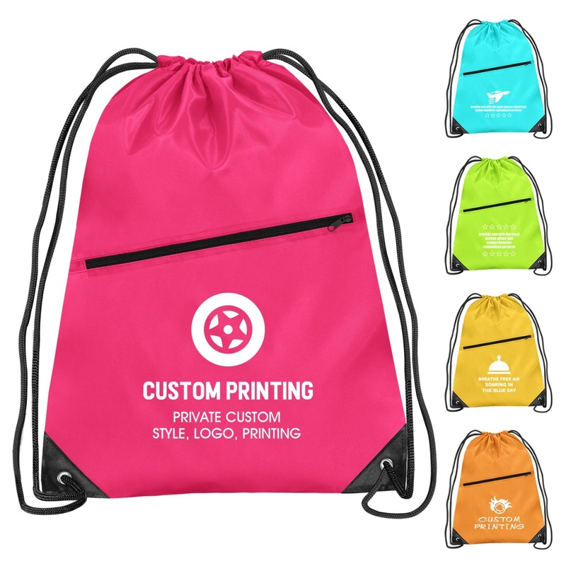Popular Nylon Polyester Drawstring Backpack Bag with Front Zipper Pocket – Cinch Bag and Backpack Drawstring Bags price