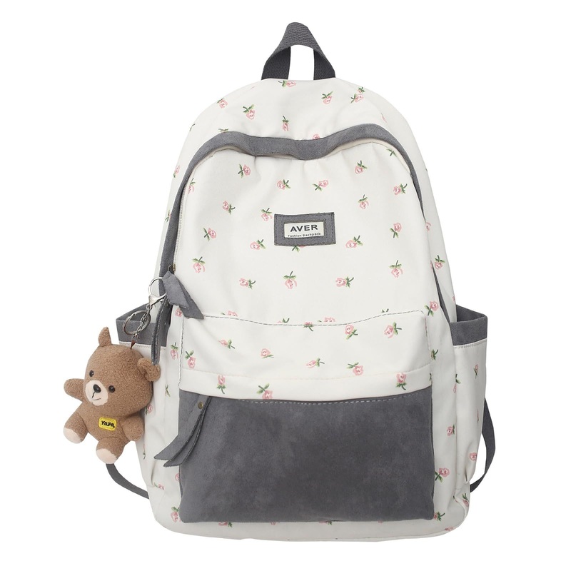 Cute Gray Girls Bag Kawaii Backpack Student Simple Backpack Laptop Daypack – Students Backpack and Kids Backpack price