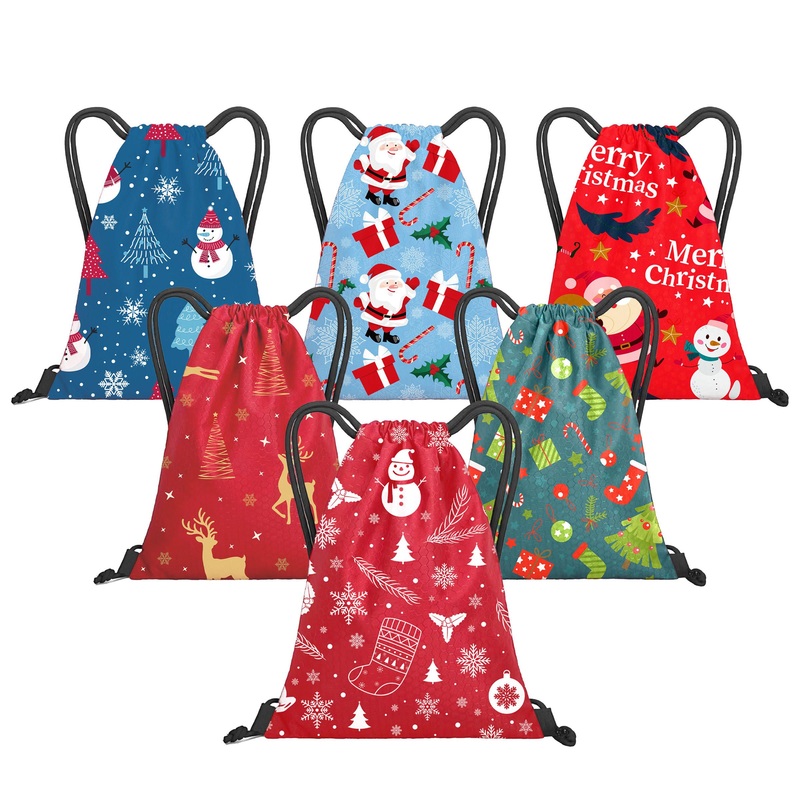 Wholesale Festive Bag Durable Polyester Christmas Drawstring Bags Customizable with Logos Drawstring Gift Bags – Drawstring Bag and Christmas Bag price
