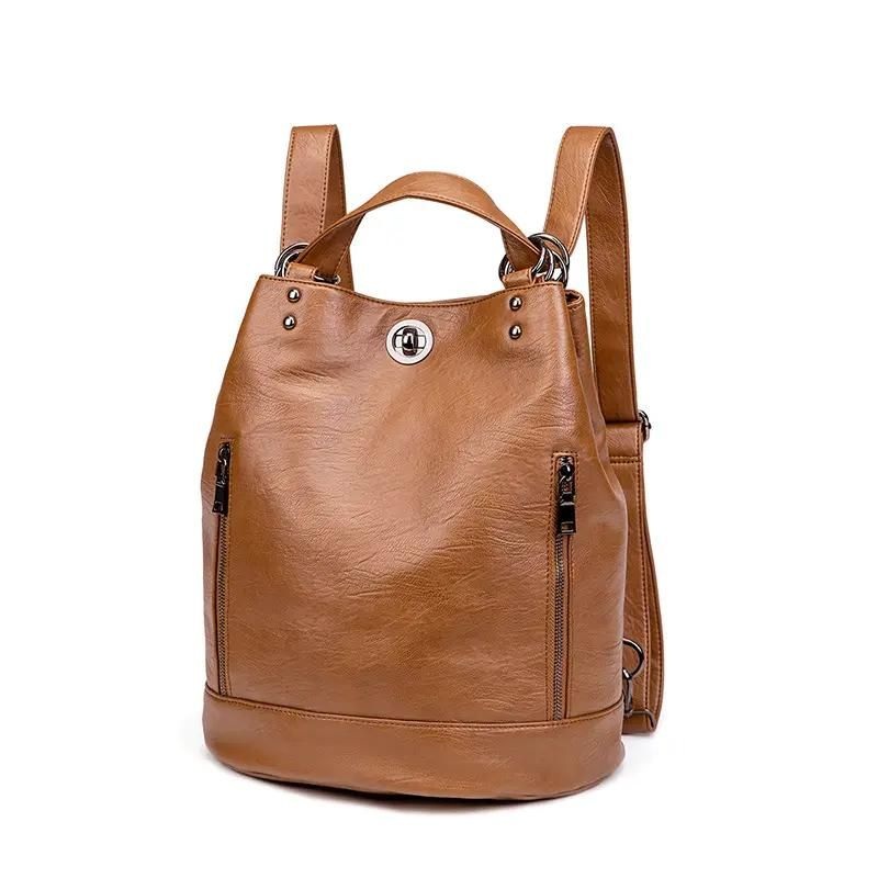 Wholesale Hot Selling Leather Bag Backpack Woman Handbag Lady Shoulder Fashion Work Large Space Women Backpacks Ladies Designer Bags – Backpack and Bolsa De Cuero price