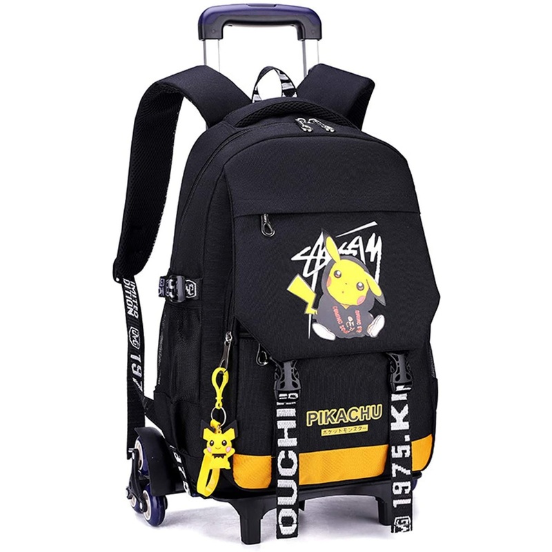 Pikachu Anime School Rolling Trolley Bag for Student – School Bags and Vacation Backpack price