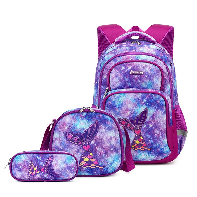 Cartoon Mermaid 3 PCS Set School Bag with Lunch Bag and Pen Case – Custom Bag and Leisure Bag price