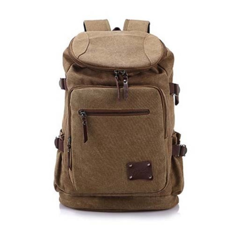 Distributor Men Travel Khaki Zipper Canvas Leisure Backpack Bag – Backpack Bag and School Backpack price