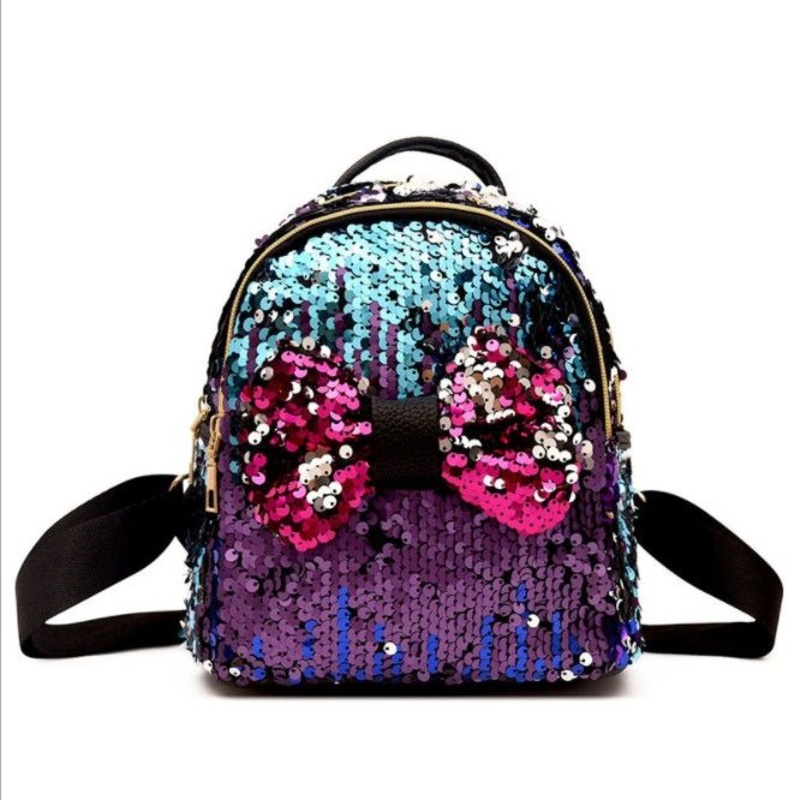 Dream Color Mini Sequin Backpack Bowknot Women Girls Zipper Travel Shining Shoulder Bag – Backpack Bag and Ladies Backpacks price