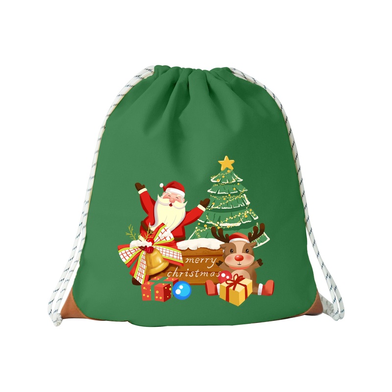 Festive Santa Print Personalized Christmas Drawstring Bag Reusable Canvas Christmas Present Bag Santa Christmas Bag – Drawstring Bag and Christmas Bag price