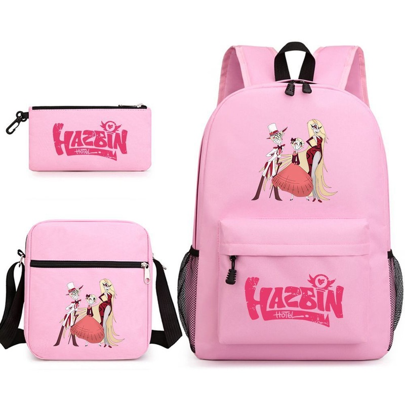 Schoolbags Around Hell Inn Anime Three Piece Schoolbag for Students Cartoon Printing Trend Backpack – Computer Backpack and Three Piece Backpack price
