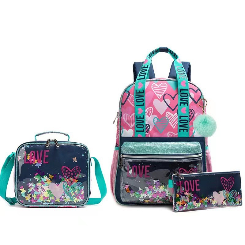 Student Three-Piece Primary Cartoon School Bag Pencil Case Lunch Bag Backpack – Custom Bag and Leisure Bag price
