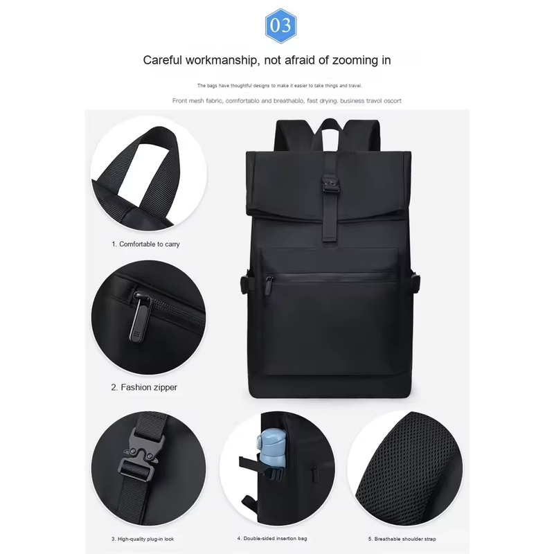 2025 Custom Mens Travel Roll Top Backpack New Waterproof PU Leather Bag – Laptop Backpack Bag and Computer Bag price